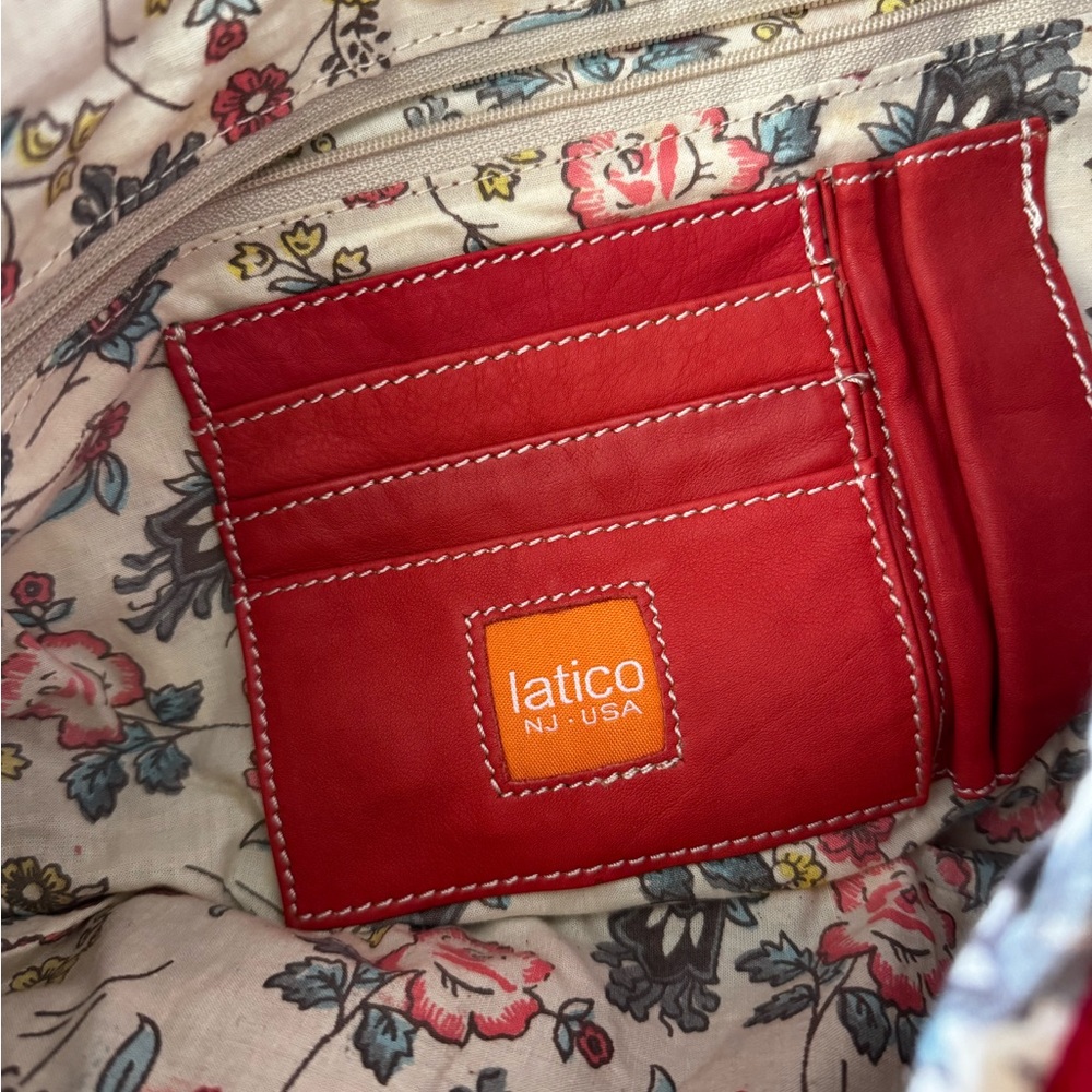 Red Latico NJ USA leather bag - Picture 2 of 7